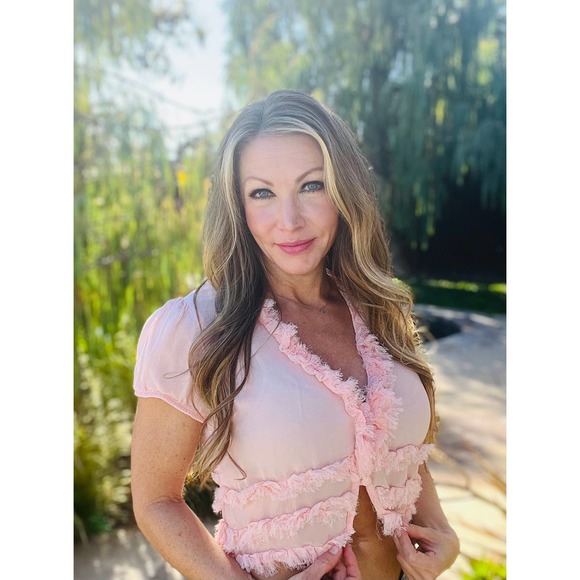 Charlotte Russe BOHO Crop Top Button Up - Picture 2 of 7